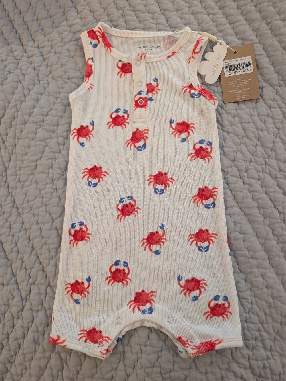 Angel Dear Crab Sleeveless Shortie Romper 6-12 Months